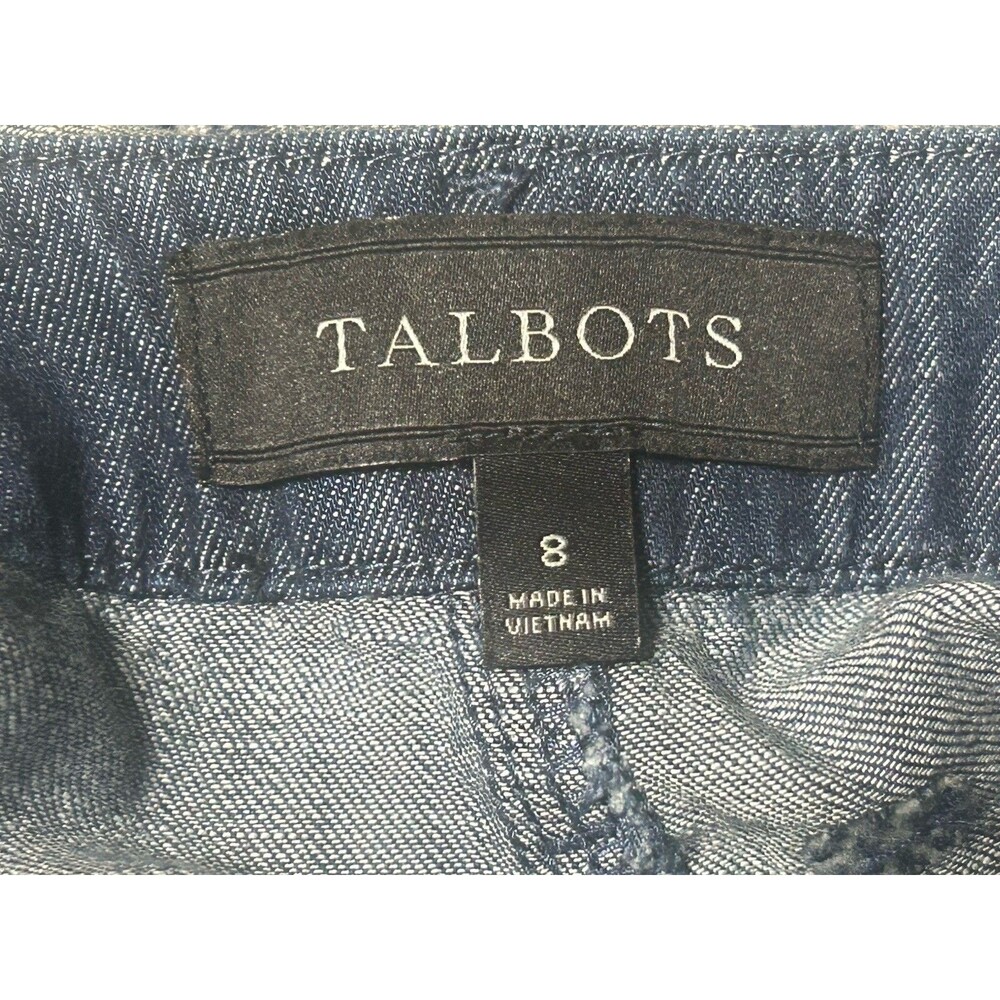 Talbots Chambray Skirt Embroidered Daisies Sz 8 Preppy Vacation Office Versatile - Picture 10 of 10